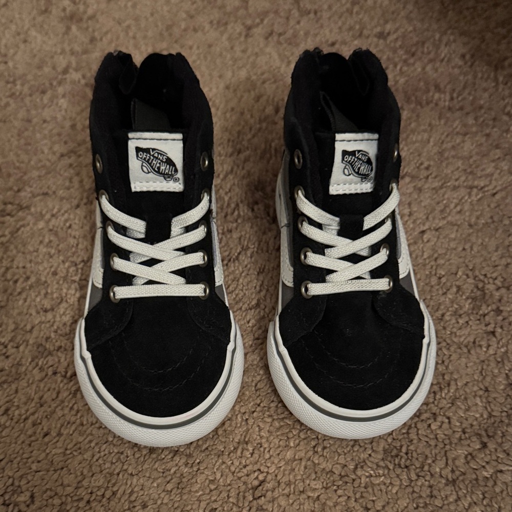 Vans Kids Black and White High-Top Sneakers